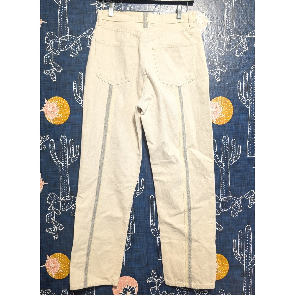 Still Here Cotton Childhood High-Rise Straight-Leg Jeans Cream Ecru 29 - Picture 8 of 13